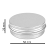 Баночка 50 мл алюминиевая серебристая, 56×26 мм