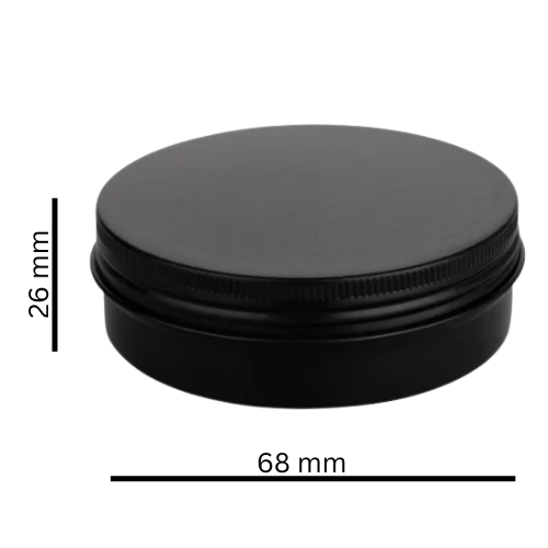 Баночка 60 мл алюмінієва матова чорна os, 68×26 мм